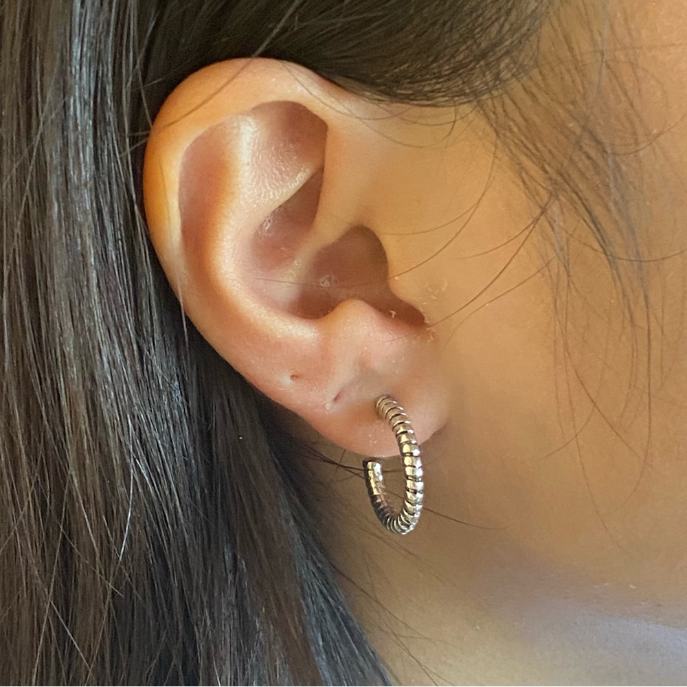 Silver Small Open Hoop Earrings with Posts for Pierced Earrings